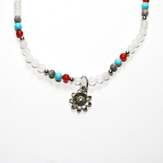 Red, White & Blue Sunflower Anklet